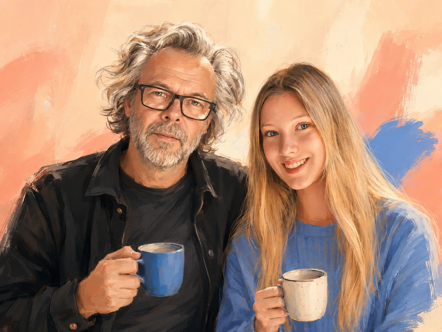 Illustration de Daren et Lucie, père et fille, vos hôtes à Pont Bleu